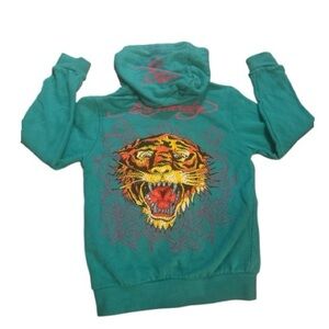 Y2K Ed Hardy Zip Up Jewelled Hoodie